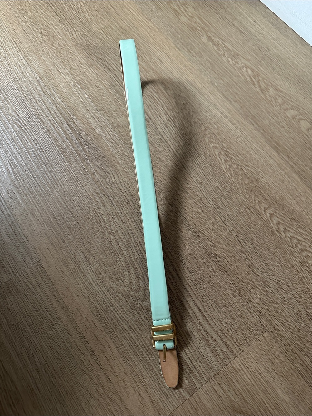 J.Crew Mint Green Skinny Leather Belt with Gold Hardware